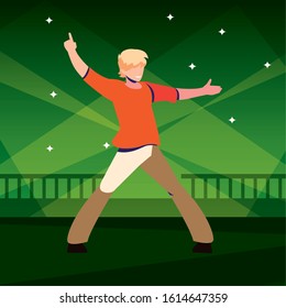 young man dancing in nightclub vector illustration design