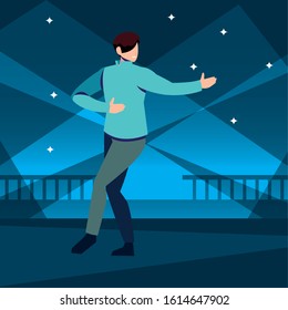 young man dancing in nightclub vector illustration design