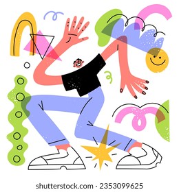 Young man dancing vector illustration