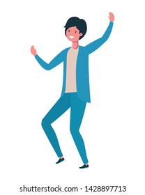 young man dancing in white background