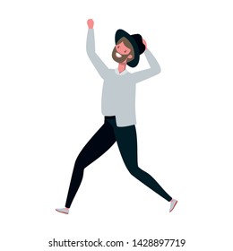 young man dancing in white background
