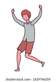 young man dancing in white background