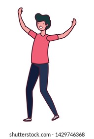 young man dancing in white background