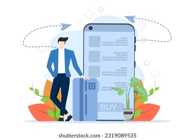 young man with a debit card. Online payment concept. online shopping concept isolated on white background. Debit card or contactless payment business concept. flat vector illustration.