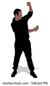young man with deodorant on white background, vector 
