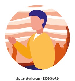 young man in desert landscape dry scene