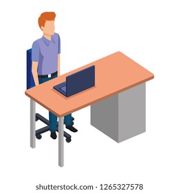 young man in the desk and laptop