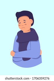 Joven desesperado. El tipo de perfil está bajo gran estrés. Trastorno depresivo. Ilustración vectorial en estilo plano.