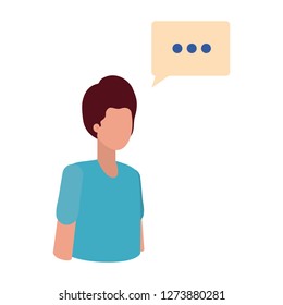 young man with dialog bubble avatar character