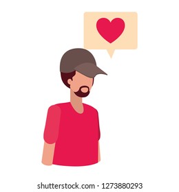 young man with dialog bubble avatar character