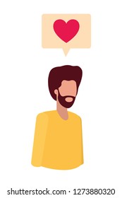 young man with dialog bubble avatar character