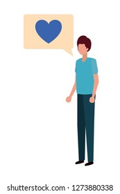 young man with dialog bubble avatar character
