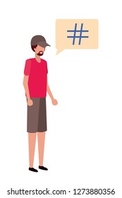 young man with dialog bubble avatar character