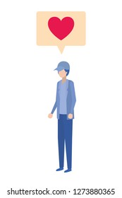 young man with dialog bubble avatar character