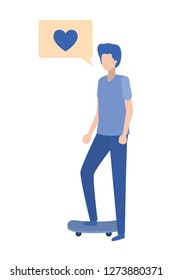 young man with dialog bubble avatar character