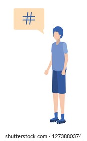 young man with dialog bubble avatar character