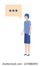 young man with dialog bubble avatar character