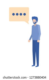 young man with dialog bubble avatar character