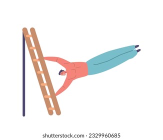 Young Man Diligently Exercising On Gymnastics Wall Bars, Demonstrating Strength, Agility, And Determination In Gymnasium