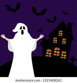 young man disguised of ghost avatar character vector illustration design