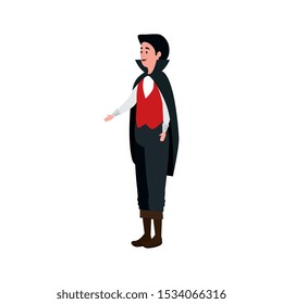 young man disguised vampire isolated icon vector illustration design