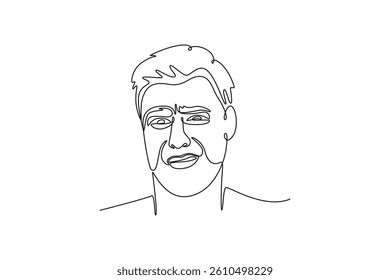 young man with a disgusted expression. Expression concept. Single line draw design. Vector graphic illustration