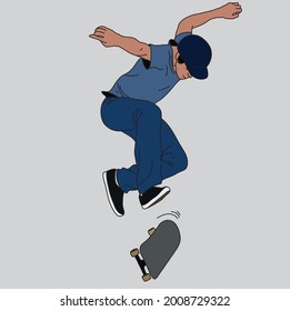 young man do skateboard plip action 