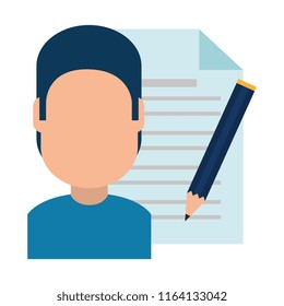 young man with document and pencil
