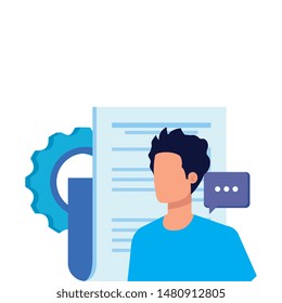 young man with documents character
