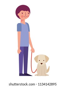 young man with dog mascot avatar character