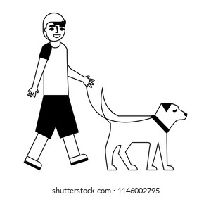 young man with dog mascot avatar character