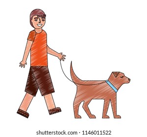 young man with dog mascot avatar character