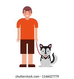 young man with dog mascot avatar character