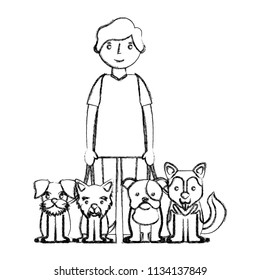 young man with dogs animals icon