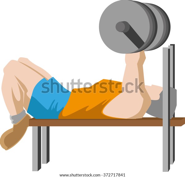 Young Man Doing Bench Press Workout Stock Vector Royalty Free