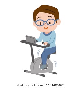 Young man doing bike exercises