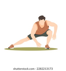 young man doing body stretching isolated illustration