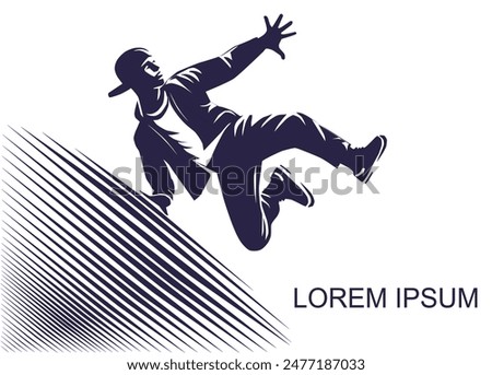 A young man doing breakdancing.