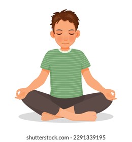 Young man doing deep breathing exercise during yoga practice