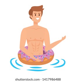 young man with donut float character
