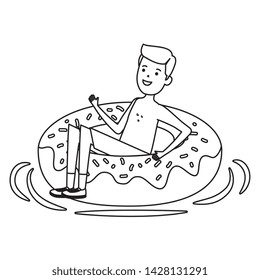 young man with donut float character