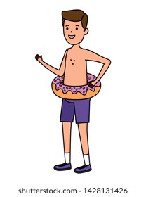 young man with donut float character