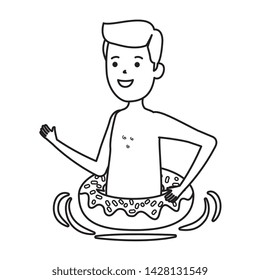 young man with donut float character