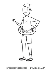 young man with donut float character