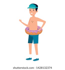 young man with donut float character