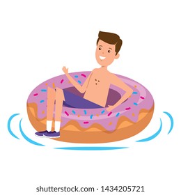 young man with donut float character