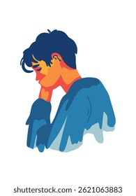Hombre joven con la mirada hacia abajo