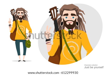 Young man with dreadlocks and guitar.