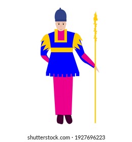Un joven vestido de pageboy para los juegos en el Reino.