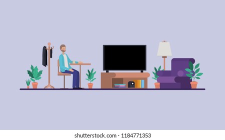 young man drinking coffee on the house